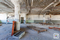 The first of many graffiti pieces in the building.